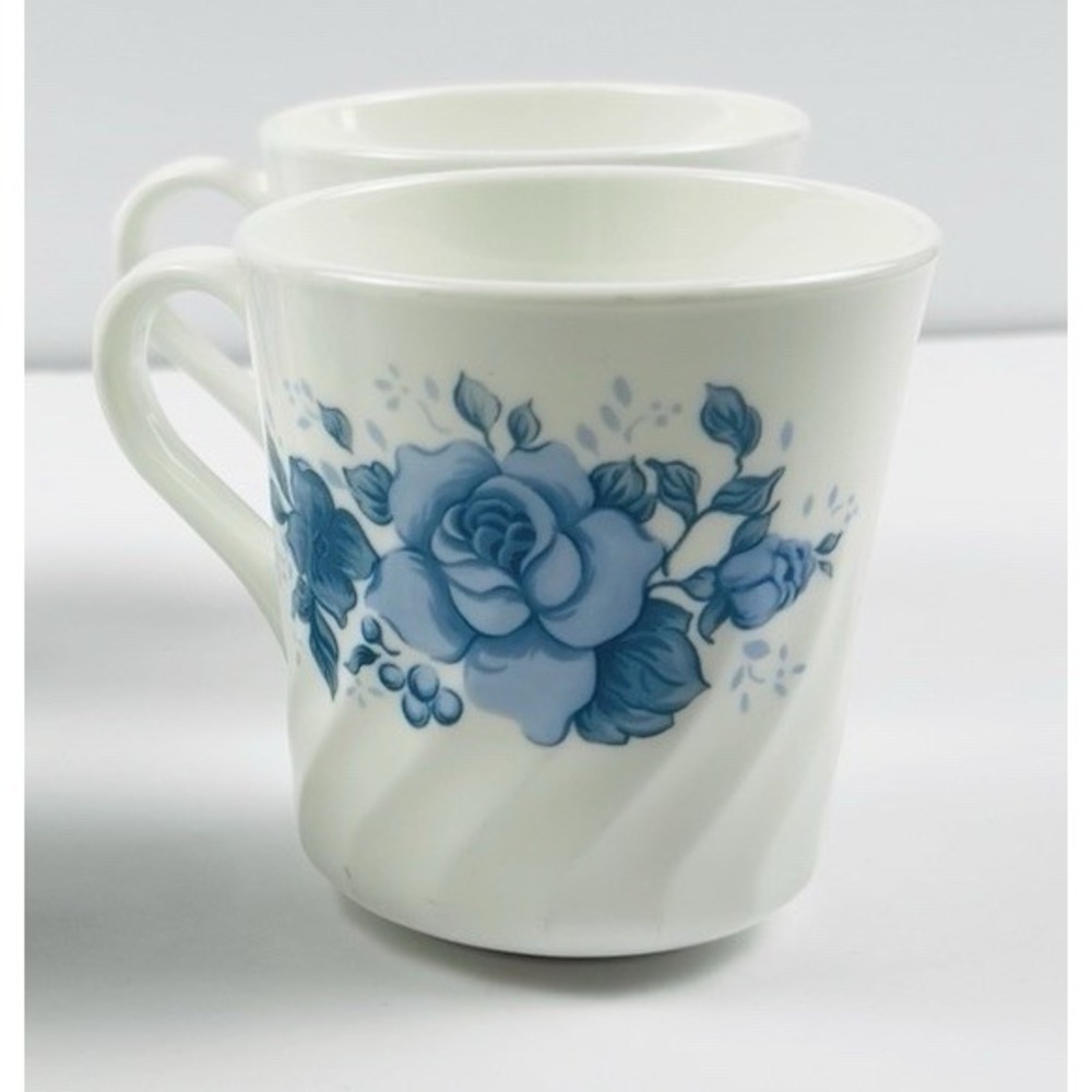 Corning Ware‎ Corelle Blue Velvet Rose Coffee Cup 8 Oz Lot Of 4 Vtg Replacements
